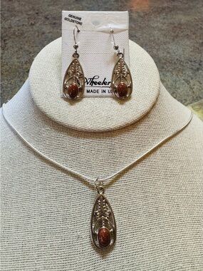 Wheeler Goldstone Teardrop Pendant Necklace & Earrings Set